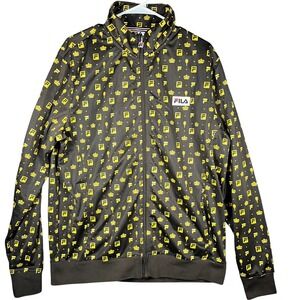 Fila Track Jacket Mens XL Brown Yellow Logo Crown Tennis Urban Outfitters Zip Up